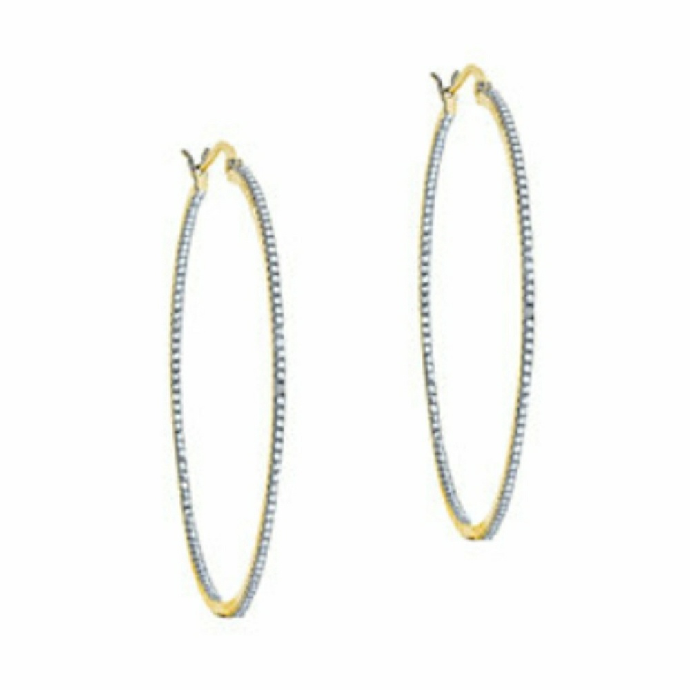 Genevive 14k gold over silver CZ earrings hoops